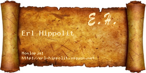 Erl Hippolit névjegykártya